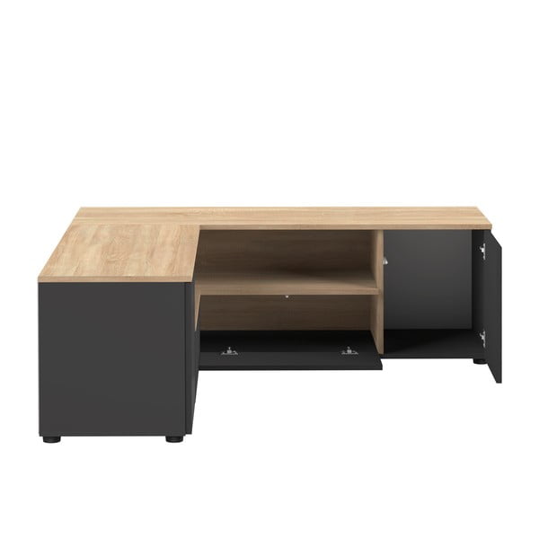 TV stolík v dekore duba v čierno-prírodnej farbe 130x46 cm Angle – TemaHome-image-4