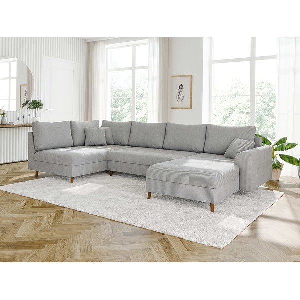 Svetlosivá menčestrová rohová pohovka (pravý roh/do "U") Ariella – Ropez-image-3