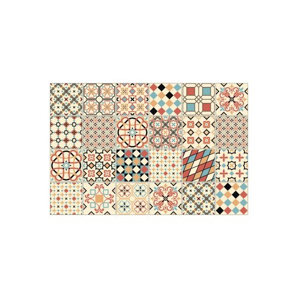 Sada 24 samolepiek na stenu Ambiance Azulejos Sofiana, 15 × 15 cm-image-2
