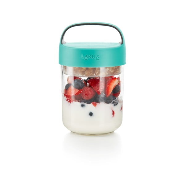 Dóza na polievku s tyrkysovomodrým viečkom Lékué To Go, 400 ml
