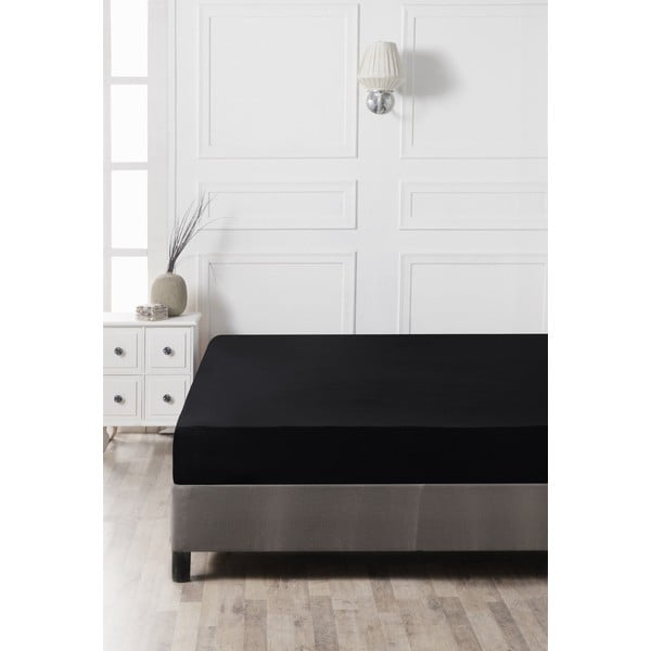 Čierna napínacia bavlnená plachta 140x200 cm – Mijolnir-image-2