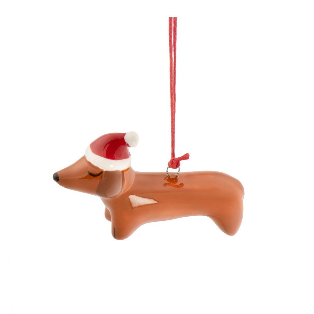 Keramická vianočná ozdoba 7,5 cm Sausage Dog – Sass & Belle