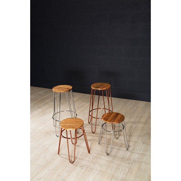 Barová stolička z brestového dreva v prírodnej farbe/v ružovo zlatej farbe (výška sedadla 75 cm) District – Premier Housewares-image-2