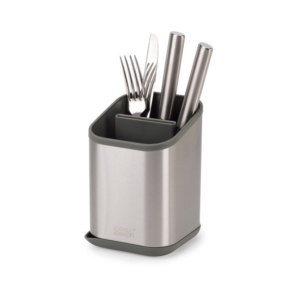 Odkvapkávač na príbory z nehrdzavejúcej ocele v lesklej striebornej farbe 11x11,5 cm Duo Steel – Joseph Joseph