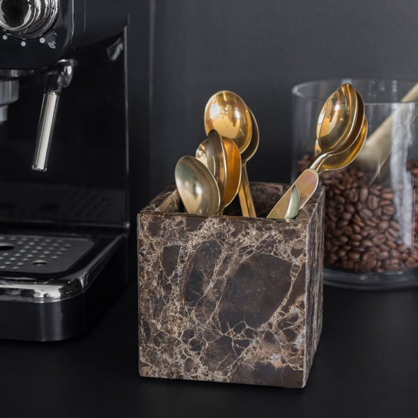 Tmavohnedý mramorový kúpeľňový organizér na vatové tampony Marble – Mette Ditmer Denmark-image-4