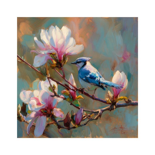 Tlačený obraz na plátne 32x32 cm Bluejay & Blossom – Styler