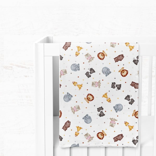 Biela mušelínová detská deka 75x100 cm Zoo – Mijolnir-image-3