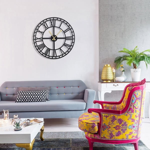 Čierne nástenné hodiny Greece, 50 × 50 cm-image-4