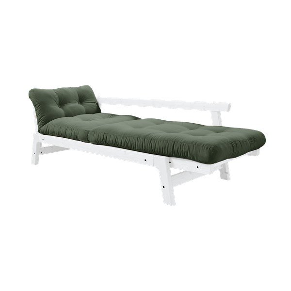 Rozkladacia pohovka so zeleným poťahom Karup Design Step White/Olive Green-image-3
