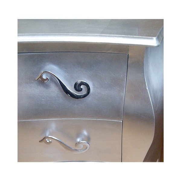 Veľká drevená komoda v striebornej farbe s 3 zásuvkami Castagnetti-image-1