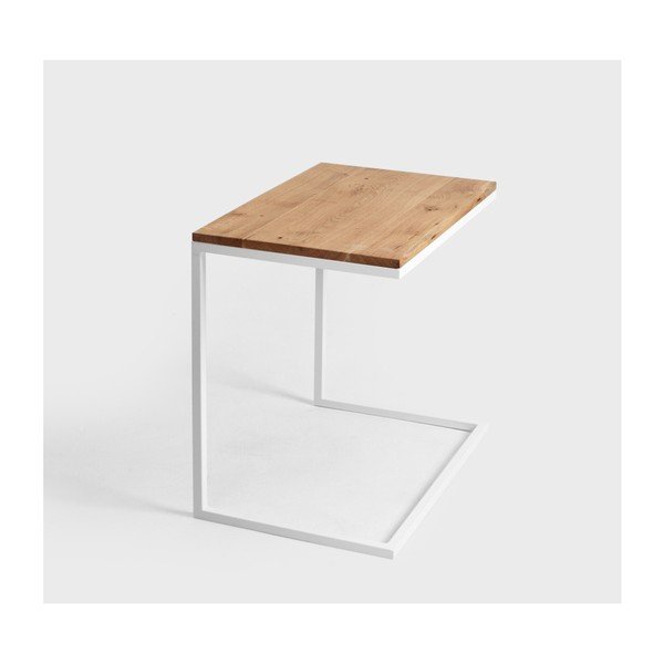 Stôl s bielou podnožou s doskou z masívneho duba CustomForm Lupe-image-4