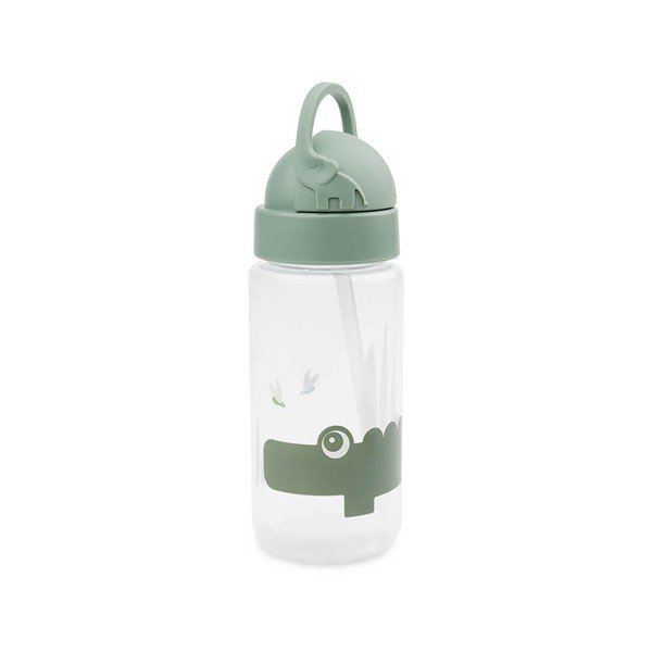 Zelená detská fľaša so slamkou Done by Deer Croco, 350 ml
