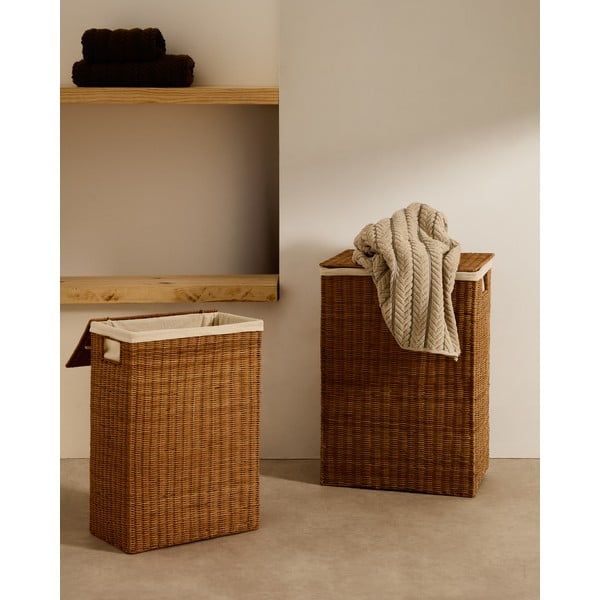 Ratanové koše na bielizeň v súprave 2 ks v prírodnej farbe Indali – Kave Home-image-1