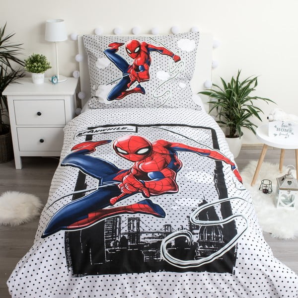 Bavlnené detské obliečky na jednolôžko so svietiacim efektom 140x200 cm Spiderman – Jerry Fabrics-image-1