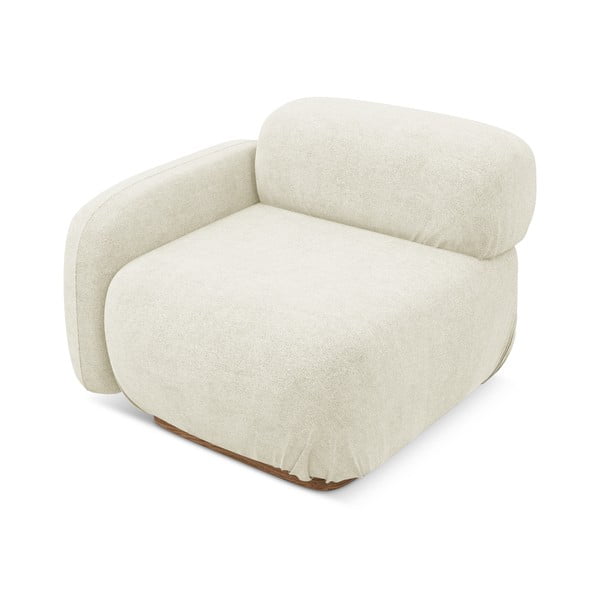 Krémovobiely modul pohovky z textílie buklé (ľavý roh) Ailani – Makamii-image-1