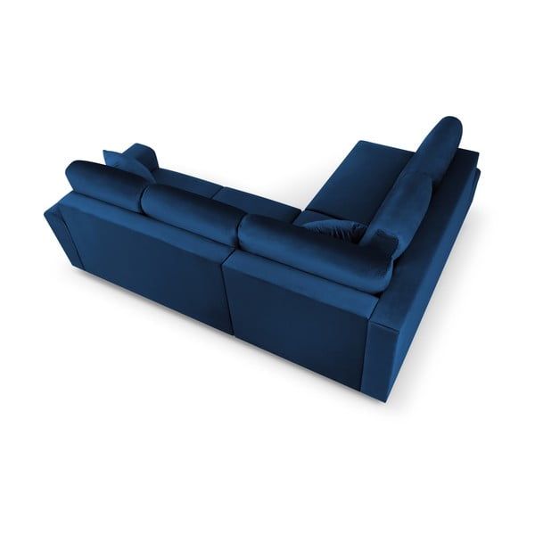 Modrá zamatová rozkladacia/s úložným priestorom rohová pohovka (ľavý roh/do L) Kyoto – Cosmopolitan Design-image-4