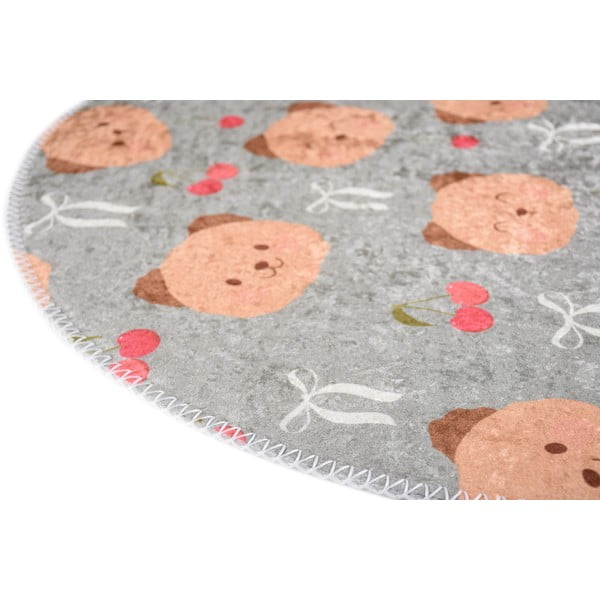 Sivý/hnedý prateľný detský koberec ø120 cm Cute Teddies – Vitaus-image-2