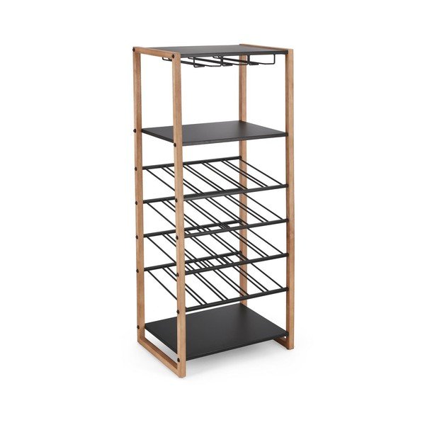 Čierna/v prírodnej farbe kovová vinotéka počet fliaš 20, 50x122x35 cm Isaac – Yes Everyday-image-2