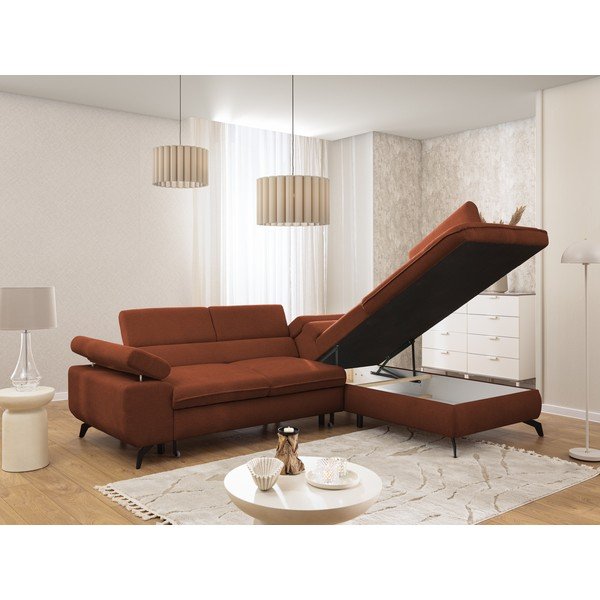 Ženilková rohová pohovka v terakotovej farbe (pravý roh/do L) Marbeya  – Ropez-image-4