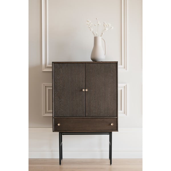 Hnedá komoda s dubovou dýhou Rowico Clearbrook, šírka 79 cm-image-1