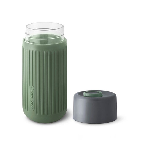 Zelený sklenený cestovný hrnček 340 ml – Black + Blum-image-2