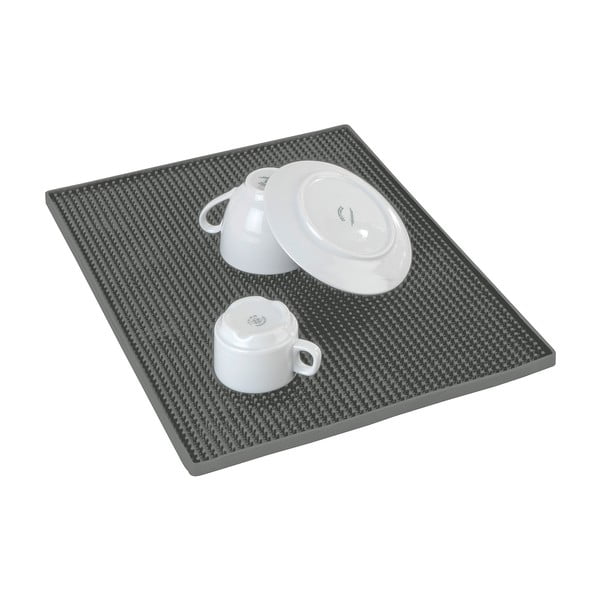 Sivá gumová odkvapkávacia podložka na riad 40x30 cm Maxi – Wenko
