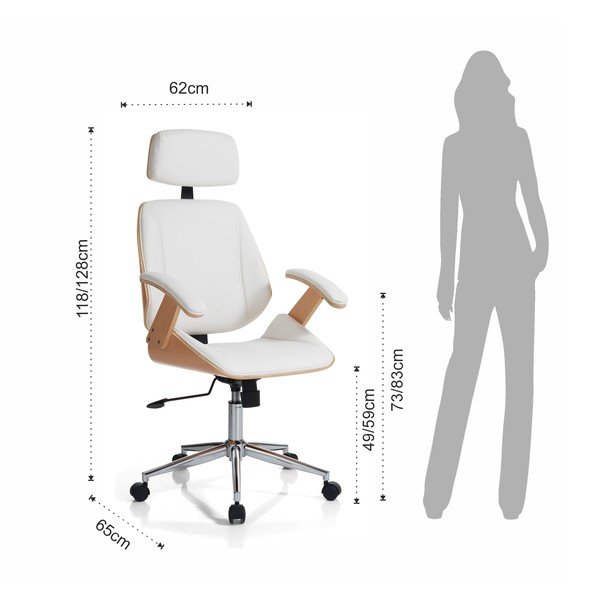 Biela kancelárska stolička z imitácie kože Visby – Tomasucci-image-4