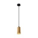 Čierne závesné svietidlo s dreveným tienidlom ø 7 cm Tubo – Candellux Lighting