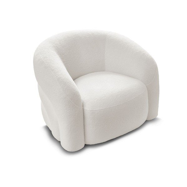 Biele otočné kreslo z textílie buklé Elina – Bobochic Paris-image-4