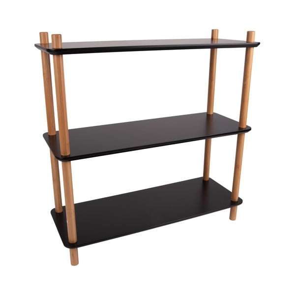 Čierny regál s bambusovými nohami Leitmotiv Cabinet Simplicity, 80 x 82.5 cm-image-2