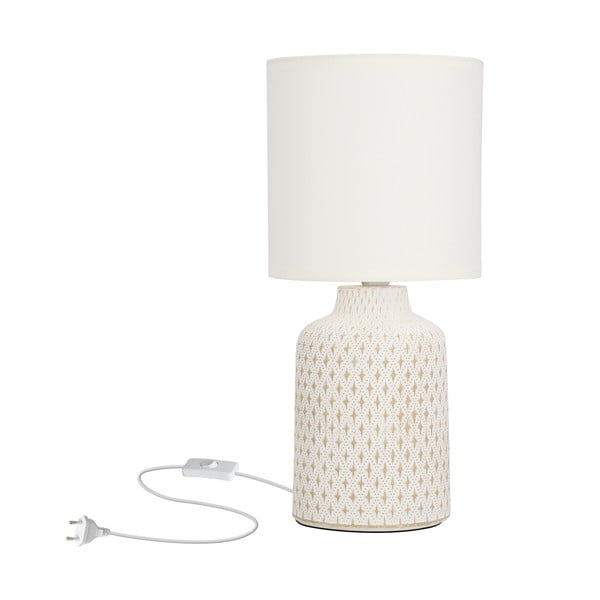 Krémovobiela stolová lampa s textilným tienidlom (výška  32 cm) Iner – Candellux Lighting