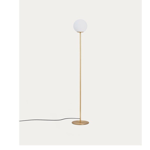 Biela/v zlatej farbe stojacia lampa so skleneným tienidlom (výška  155 cm) Brisia – Kave Home-image-4