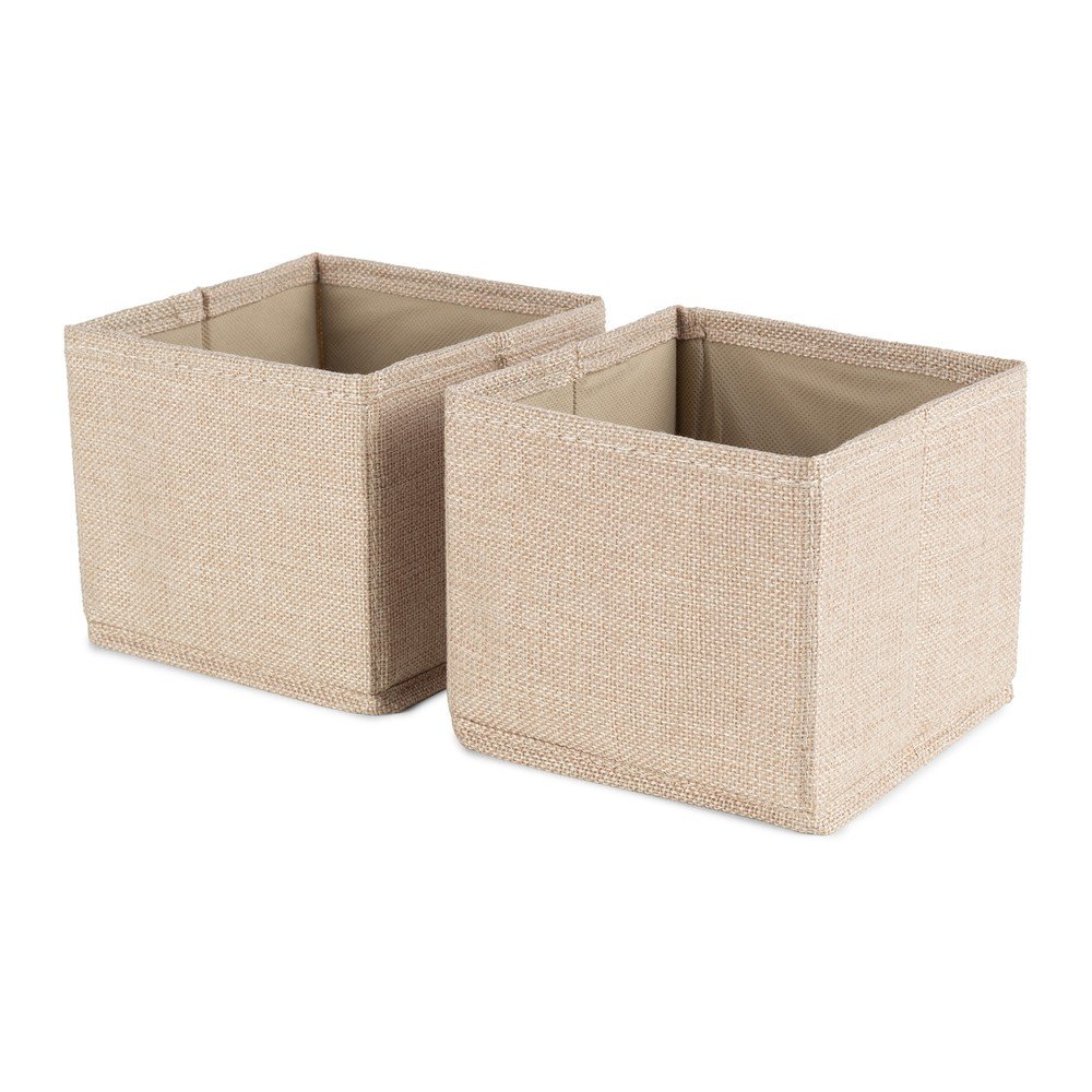 Béžové látkové úložné boxy v súprave 2 ks 14x12x12 cm Sandy – Compactor
