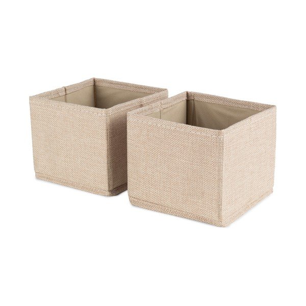 Béžové látkové úložné boxy v súprave 2 ks 14x12x12 cm Sandy – Compactor