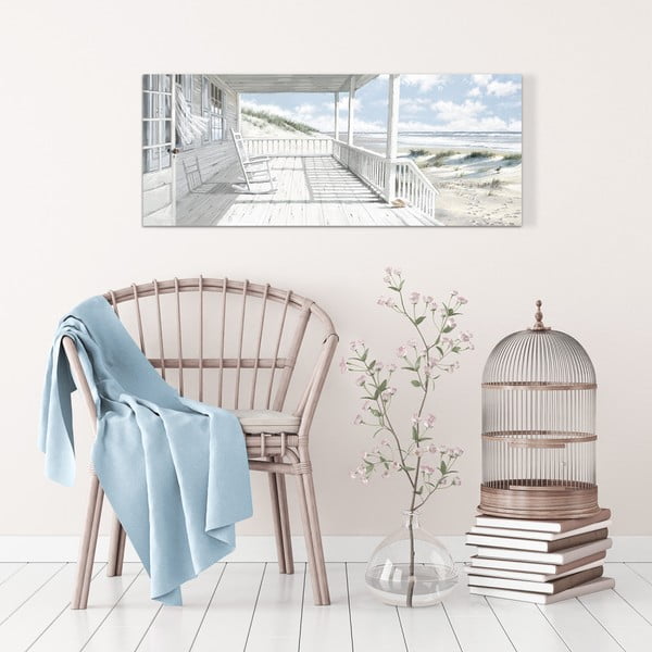 Obraz Styler Canvas Watercolor House On The Beach, 60 × 150 cm-image-1