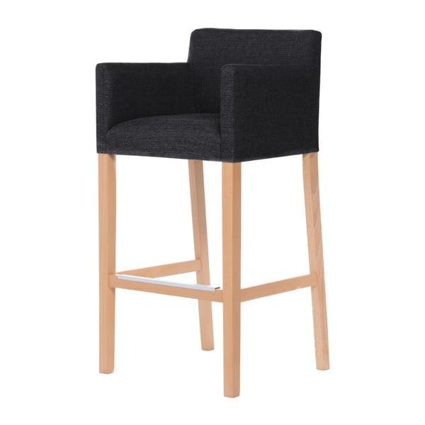 Čierna barová stolička s hnedými nohami Ted Lapidus Maison Sillage
