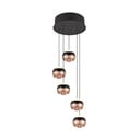 LED závesné svietidlo s kovovým tienidlom ø 30 cm v čierno-medenej farbe Orbit - Trio Select