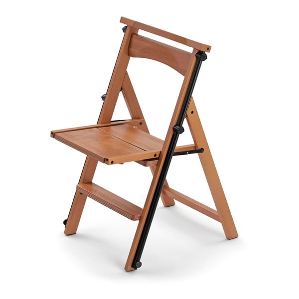 Skladacia stolička a schodíky v jednom z bukového dreva Arredamenti Italia Eletta