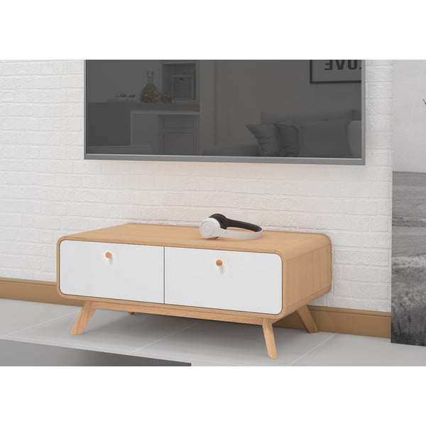 TV stolík v dekore duba v bielo-prírodnej farbe 100x40 cm Caitlin – Støraa-image-1
