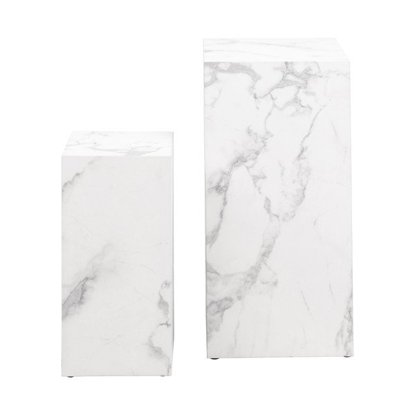 Biele konferenčné stolíky v dekore mramoru v súprave 2 ks 35x35 cm Dice – Actona