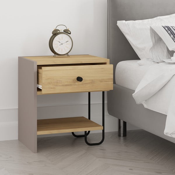 Nočný stolík v dekore duba s poličkami Saturne – Marckeric-image-2
