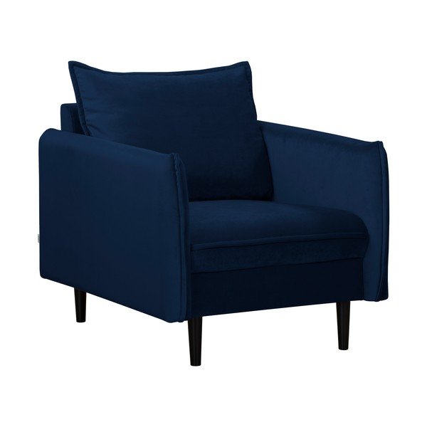 Tmavomodré zamatové kreslo Juli – Ropez