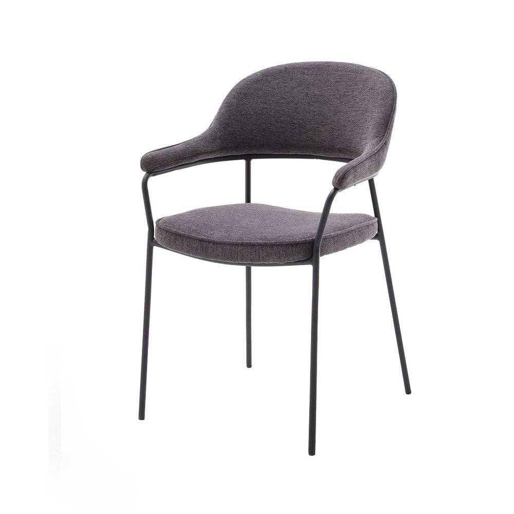 E-shop Tmavosivá jedálenská stolička s podrúčkami Kindersley – Unique Furniture
