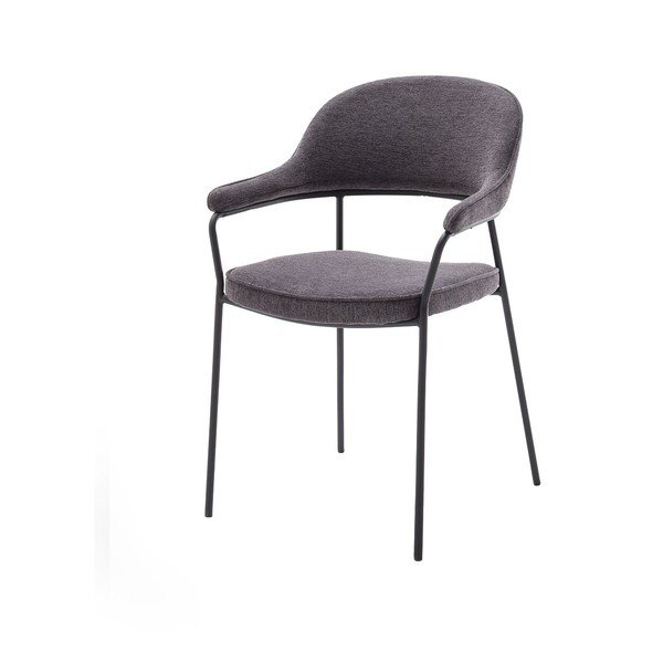 Tmavosivá jedálenská stolička s podrúčkami Kindersley – Unique Furniture