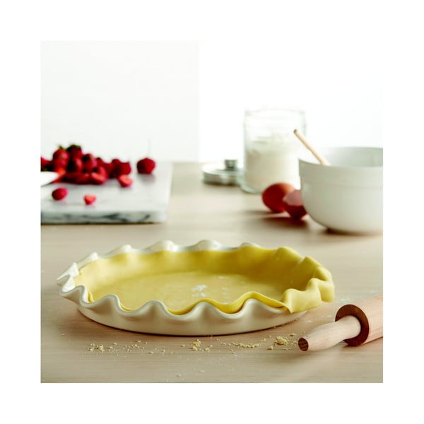 Plytká koláčová forma vo farbe slonovinovej kosti Emile Henry, ⌀ 33 cm-image-1