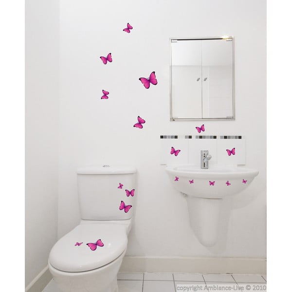 Sada 18 samolepiek Fanastick Pink Butterflies