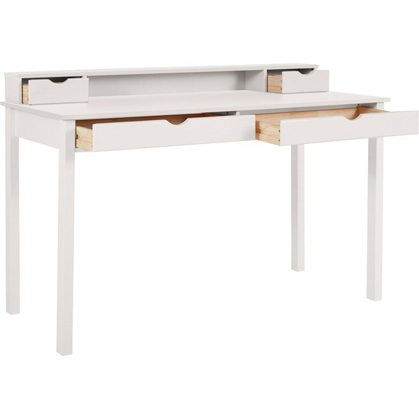 Biely pracovný stôl z borovicového dreva s poličkou Støraa Gava-image-2