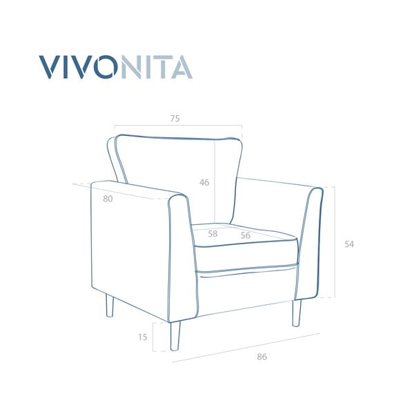 Svetlomodré kreslo Vivonita Portobello-image-2