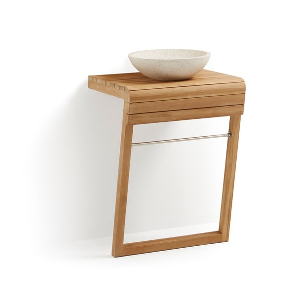 Kúpeľňová skrinka z teakového dreva s umývadlom Kave Home, šírka 60 cm