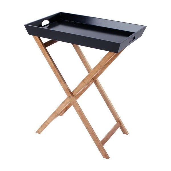 Drevený stolík s táckou Black/Natural, 60x40x74 cm